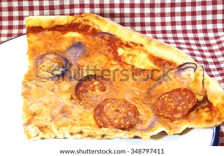good Neapolitan pizza with pepperoni and onion tuna