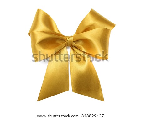 Celebratory gold bow on a white background.
