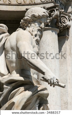 The statue of Neptune or Oceanus, Trevi Fountain, Rome