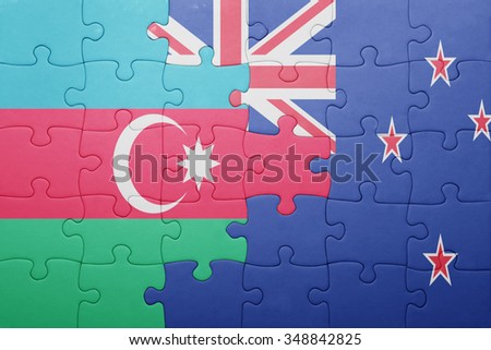 puzzle with the national flag of azerbaijan and new zealand. concept