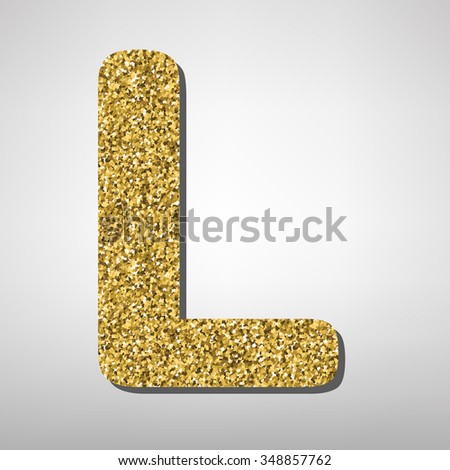 Gold font type letter L, uppercase. Victorian ABC element in .
