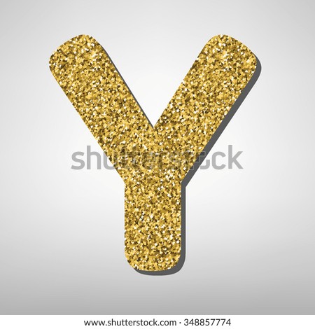Gold font type letter Y, uppercase. Victorian ABC element in .