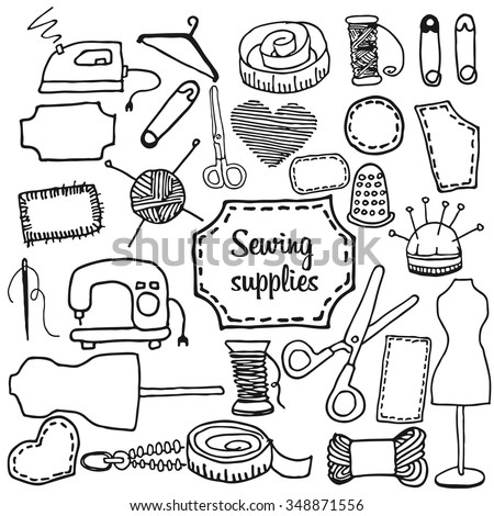 sewing accessory in the style of Doodle, vector icon on light background