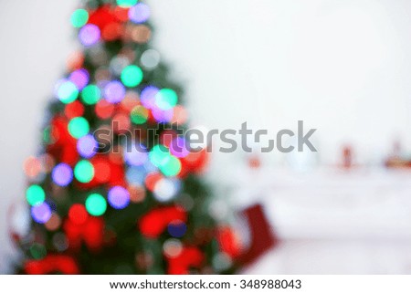 Christmas lights on Christmas tree of abstract background
