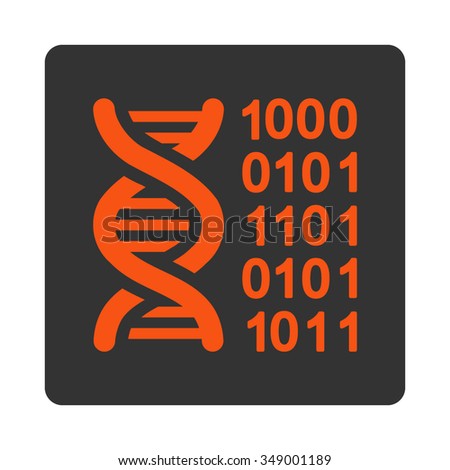 Genetical Code vector icon. Style is flat rounded square button, orange and gray colors, white background.