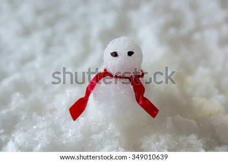 Winter time: Snowman had on snow background