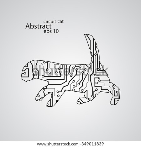 Circuit cat goes for a walk eps10, vector elegant illustration