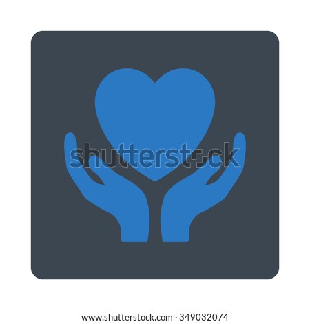 Heart Care vector icon. Style is flat rounded square button, smooth blue colors, white background.
