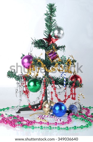 Decorated Christmas tree with colorful ornaments 