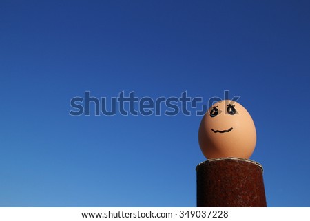 thinking egg looking up to the blue sky #2