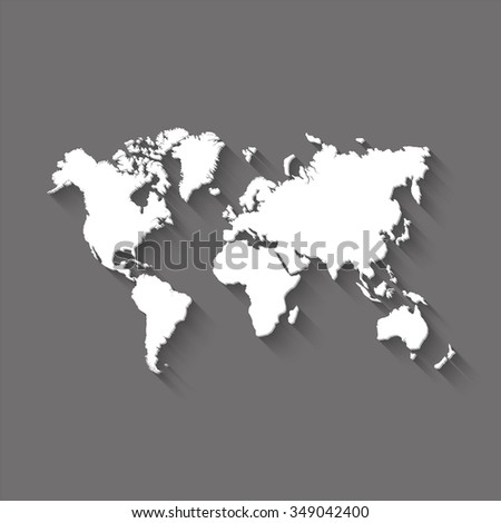 world map vector icon with shadow