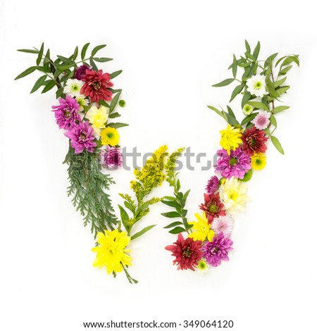 The letter made up of flowers