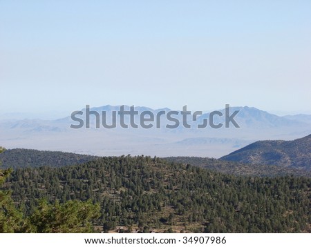 Southern California Mountains of Big Bear Lake With the Desert Below