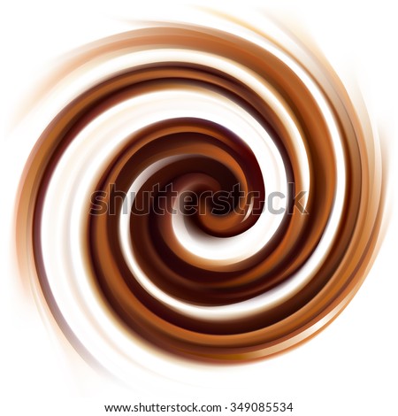 Soft wonderful mixed dark beige curvy eddy ripple luxury fond. Beautiful yummy volute fluid melt sweet choco cremy surface with space for text on glowing milky white stripe in middle of funnel