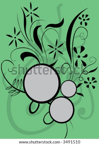 circle frames with floral ornament-vector