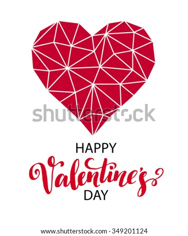 Geometric Mosaic Heart . Template for Valentines Day Design EPS10