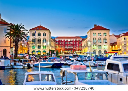 Prokurative square in Split evening colorful view, Dalmatia, Croatia Royalty-Free Stock Photo #349218740
