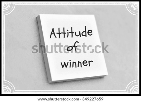 Text attitude of winner on the short note texture background