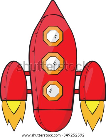 Red Space Ship - Vector Illustration