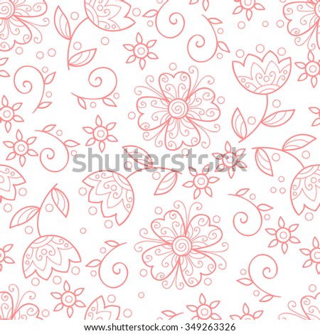 Abstract flower seamless pattern. Cute floral pink background.