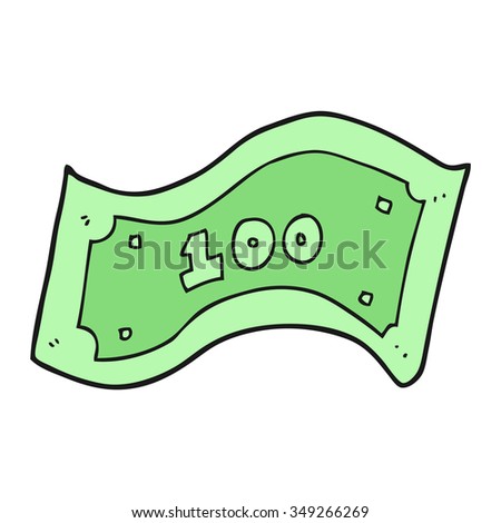 freehand drawn cartoon 100 dollar bill