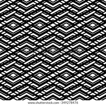 Modern zigzag contrast geometric seamless pattern. Rhombus graphic contemporary splicing. Overlay black and white infinite backdrop with symmetric ornament.