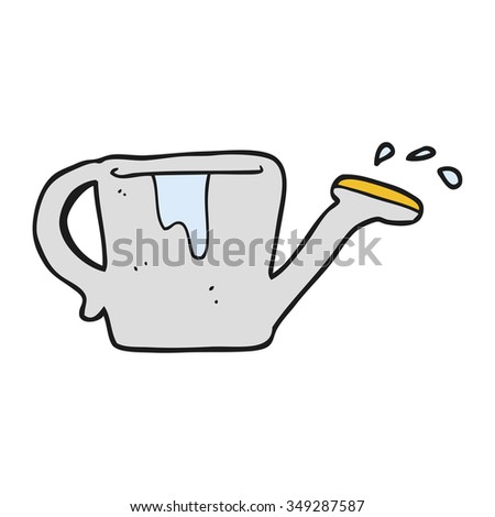 freehand drawn cartoon watering can
