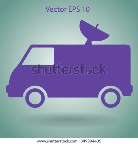 van with a satellite dish on the roof vector picture