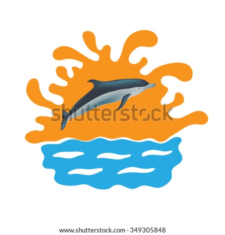Dolphin illustration, isolated logo on white