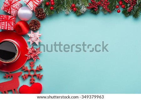 Boxes with gifts on a blue cyan background. Happy new year. Space for text. Colorful Concept. New Year background. Christmas. Xmas. Noel.