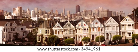 victorian house during sunset at San Francisco