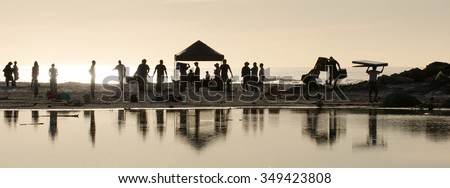 Film shoot beach Royalty-Free Stock Photo #349423808