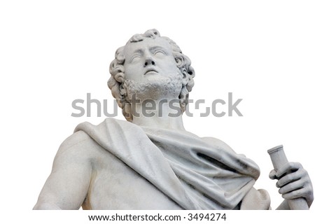 Roman statue isolated over white background