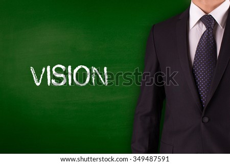 VISION on Blackboard with businessman