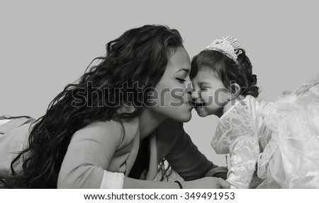 Mother and daughter love black and white