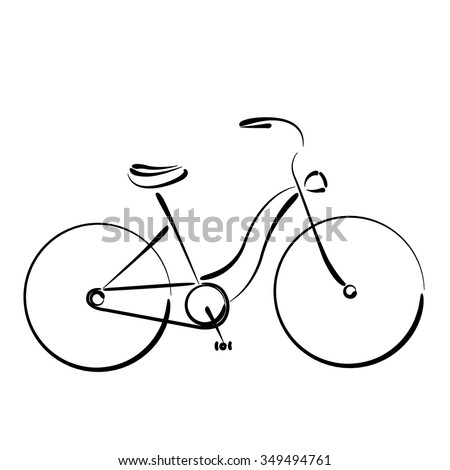 Sketched female bicycle isolated on white background. Bike vector illustration.