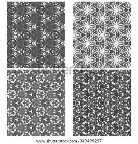 vector set of four monochrome pattern for background