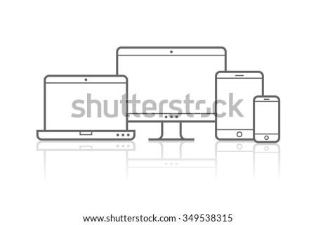 Device Icons vector illustration of responsive design for presentation Royalty-Free Stock Photo #349538315