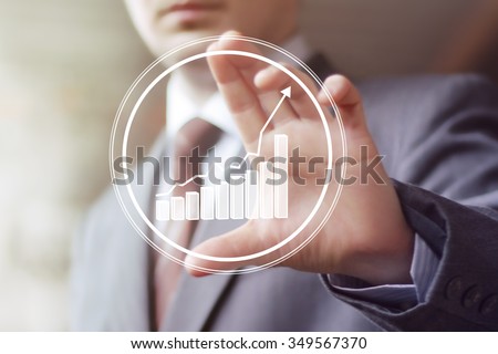 Man with chart web icon business sign diagram sign statistic