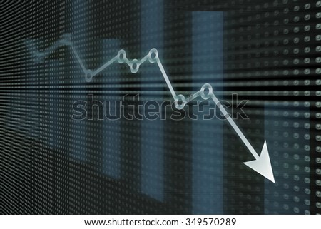 Recession arrow on led screen Royalty-Free Stock Photo #349570289