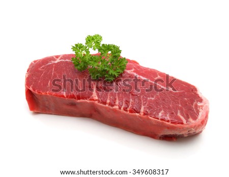 Fresh raw beef lamb fillet isolated on white Royalty-Free Stock Photo #349608317
