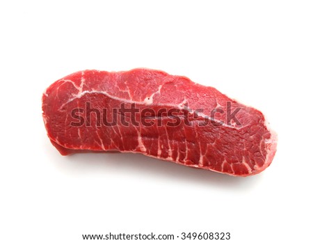 Fresh raw beef lamb fillet isolated on white Royalty-Free Stock Photo #349608323