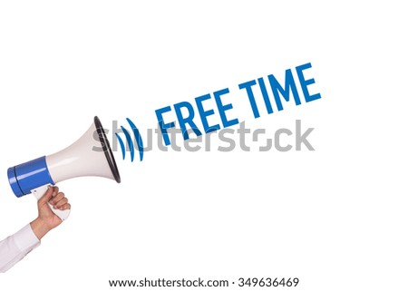 Hand Holding Megaphone with FREE TIME Announcement