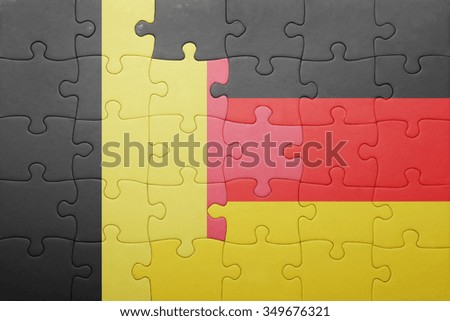 puzzle with the national flag of belgium and germany . concept