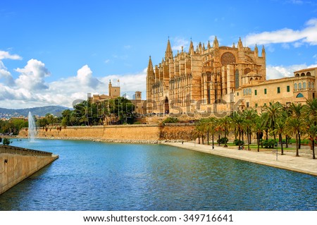 La Seu, the gothic medieval cathedral of Palma de Mallorca, Spain Royalty-Free Stock Photo #349716641