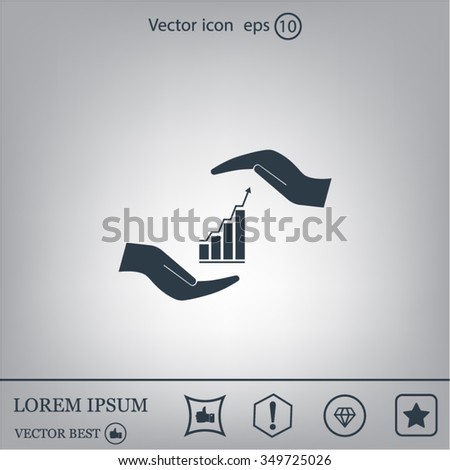 Vector growing graph icon on the hand