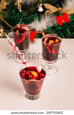 Christmas Mulled Wine on white table. Selective Focus. 