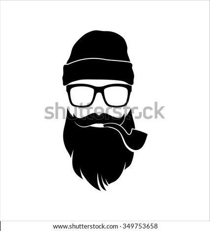 Hipster Black and White with Pipe. Mustaches.