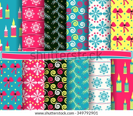 set of Christmas abstract vector paper with decorative shapes and design elements for scrapbook
