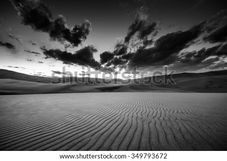 Dramatic Sky over desert dunes Black and White Landscapes Photography 